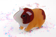 Load image into Gallery viewer, Hand painted acrylic guinea pig brooch
