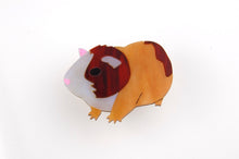 Load image into Gallery viewer, Hand painted acrylic guinea pig brooch
