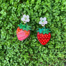 Load image into Gallery viewer, Betty Blossom Small Strawberry Fields Acrylic Dangle Earrings Sydney Australia
