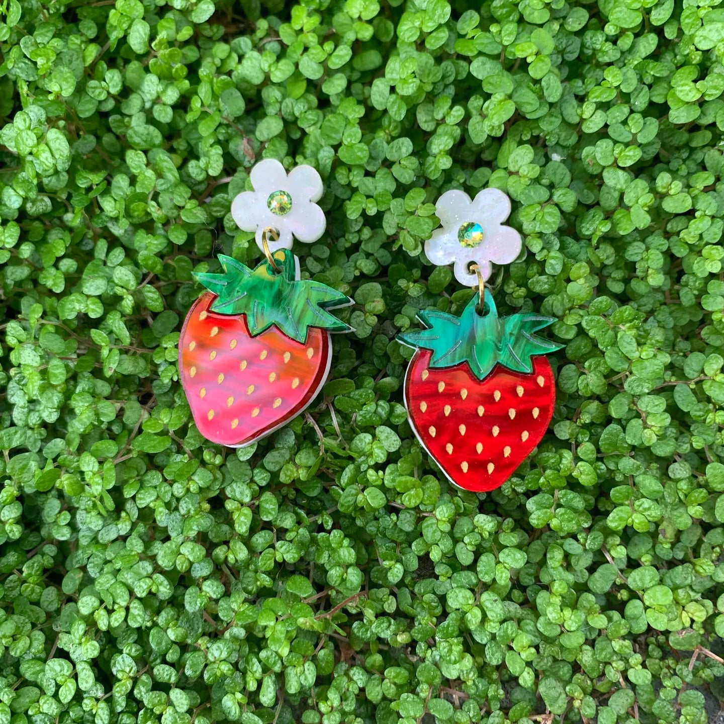 Betty Blossom Small Strawberry Fields Acrylic Dangle Earrings Sydney Australia