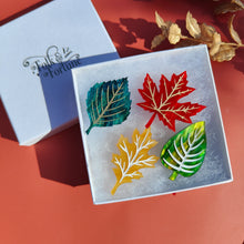 Load image into Gallery viewer, Folk and Fortune Mini All Seasons Leaves brooch set
