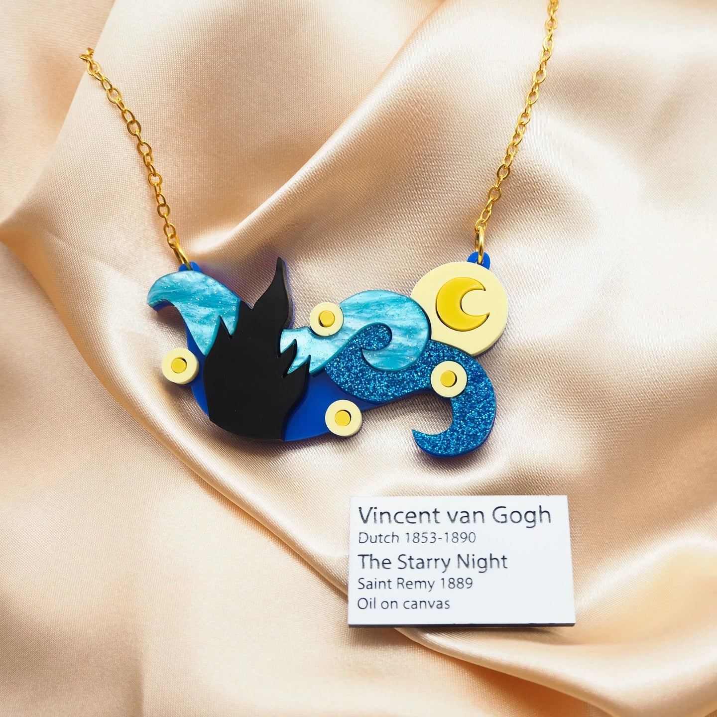 Dolly Dimple Design 'The Starry Night' Necklace and Mini Label Brooch Set