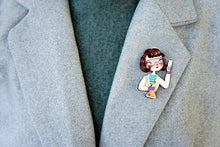 Load image into Gallery viewer, LaliBlue Female Scientist Brooch
