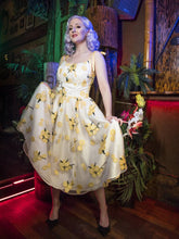 Load image into Gallery viewer, Katakomb by Kassandra Love - Jeri Dress White with Yellow Floral Embroidery (Only one size S left)
