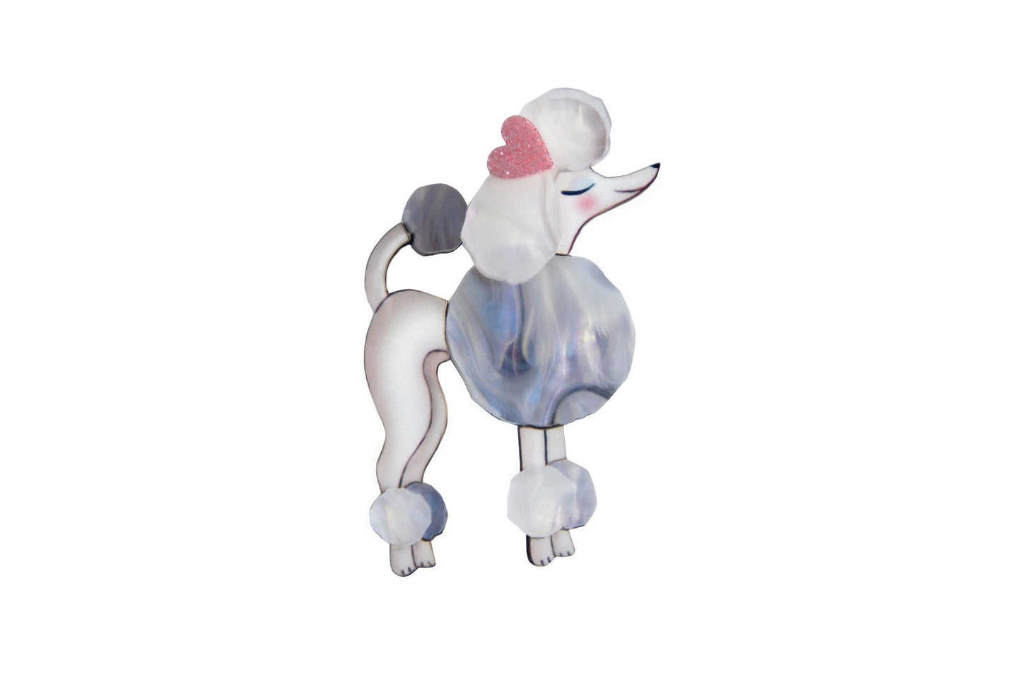 LaliBlue acrylic Poodle Brooch cute retro vintage style Valentine's Day