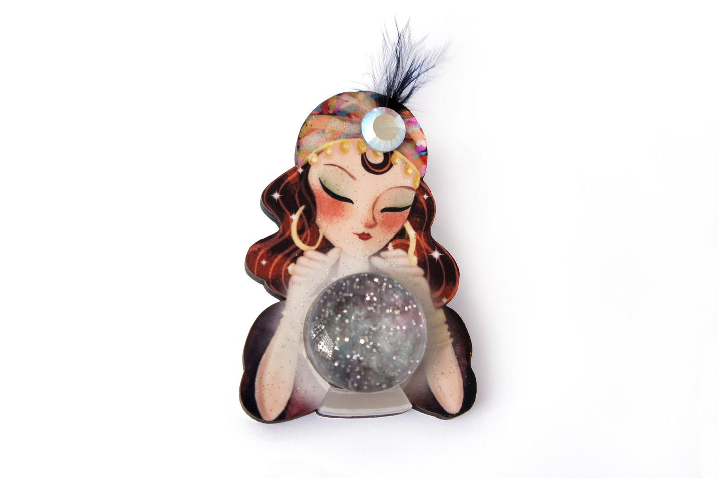 LaliBlue Fortune Teller With Crystal Ball Brooch