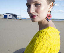 Load image into Gallery viewer, LaliBlue Tropical Flower acrylic earrings quirky fashion retro vintage style
