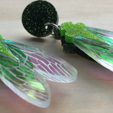Load image into Gallery viewer, Lazer Unicorn Glitter Cicada Dangle Earrings
