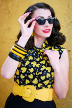 Load image into Gallery viewer, Honey hives print 1950s style bow top
