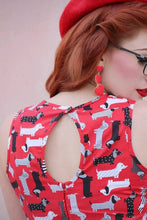 Load image into Gallery viewer, Retrolicious red sausage dog print retro style a-line dress
