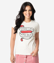 Load image into Gallery viewer, Unique Vintage Cream Chin Up Tits Out Womens Tee

