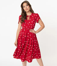 Load image into Gallery viewer, Unique Vintage Red and White Hearts Swing Dress Betty Blossom Sydney Australia

