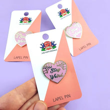 Load image into Gallery viewer, Stay Weird Pink Heart Lapel Pin

