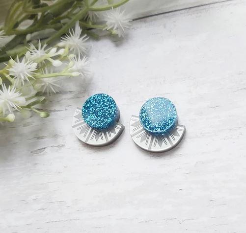 Hello Crumpet Vintage Mirror Sunburst Earrings – Silver